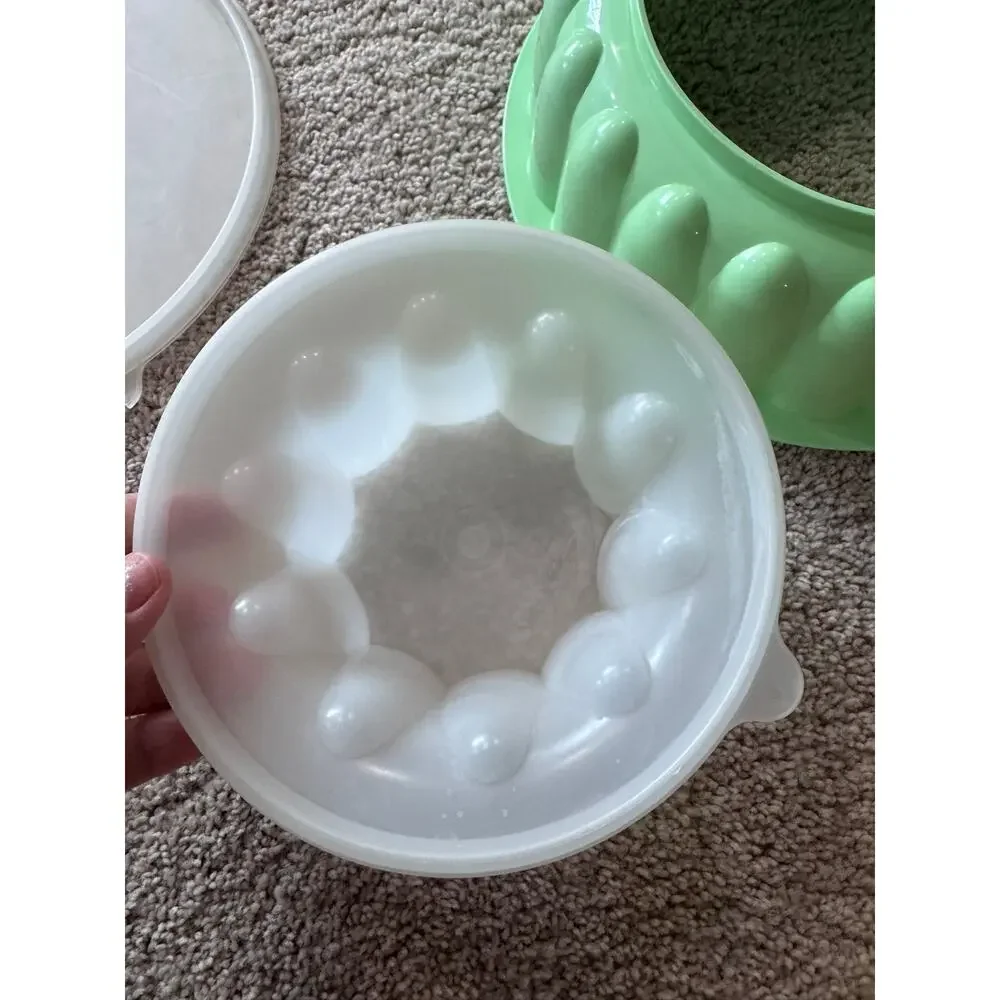 Vintage Tupperware Jel N Serve Jello Gelatin Dessert Mold Mint Green 3 Piece Lid